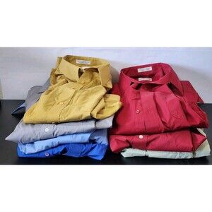 Lot of 7 Pierre Cardin Dress Shirt Size 16 32/33 Long Sleeve Men's Made In Korea